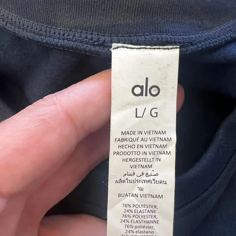 ALO YOGA Women's Airbrush Winter Warm Nocturne Long Sleeve Size L In Navy